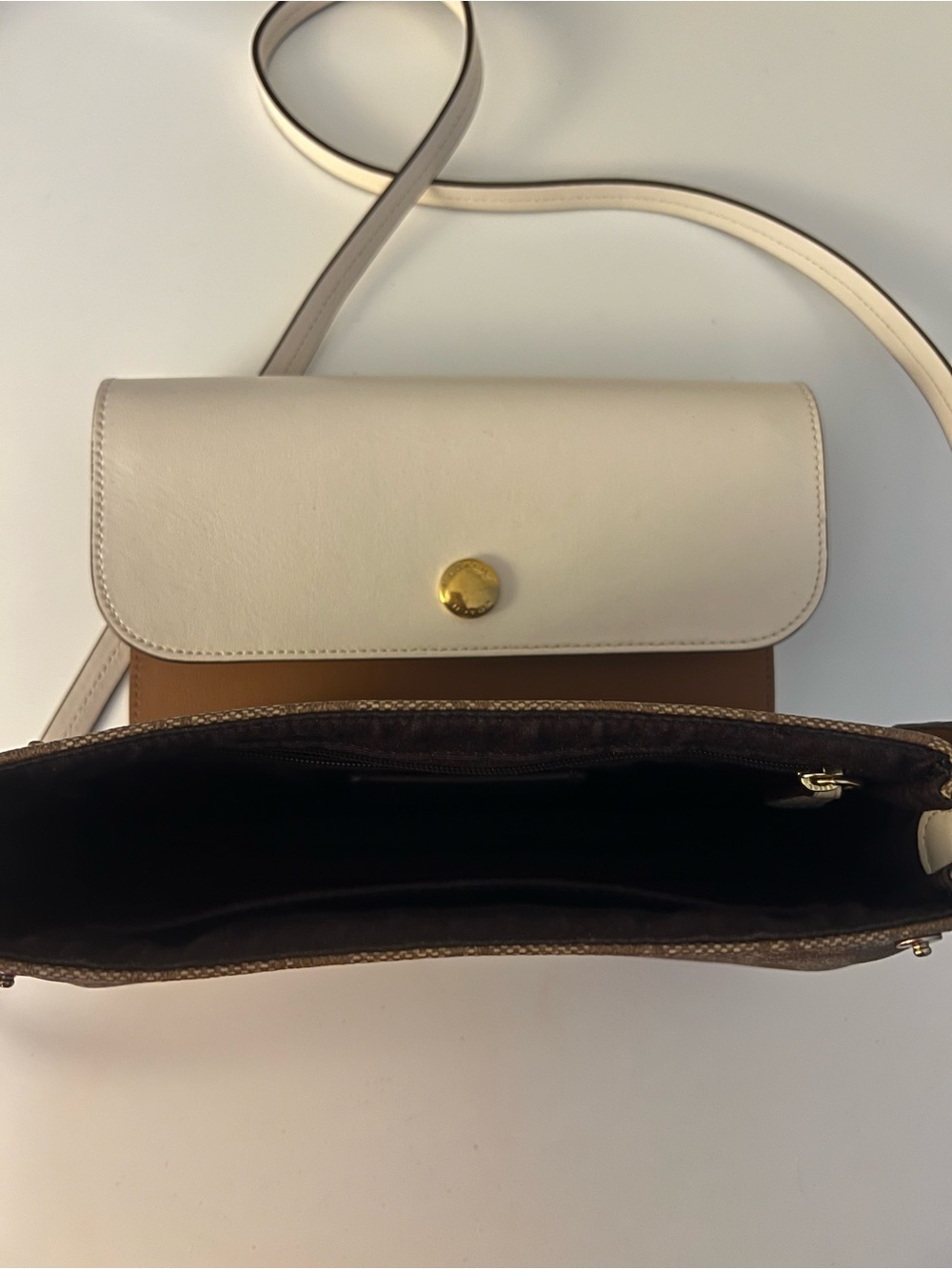 Coach White & Brown Signature Crossbody Bag - Picture 6 of 9